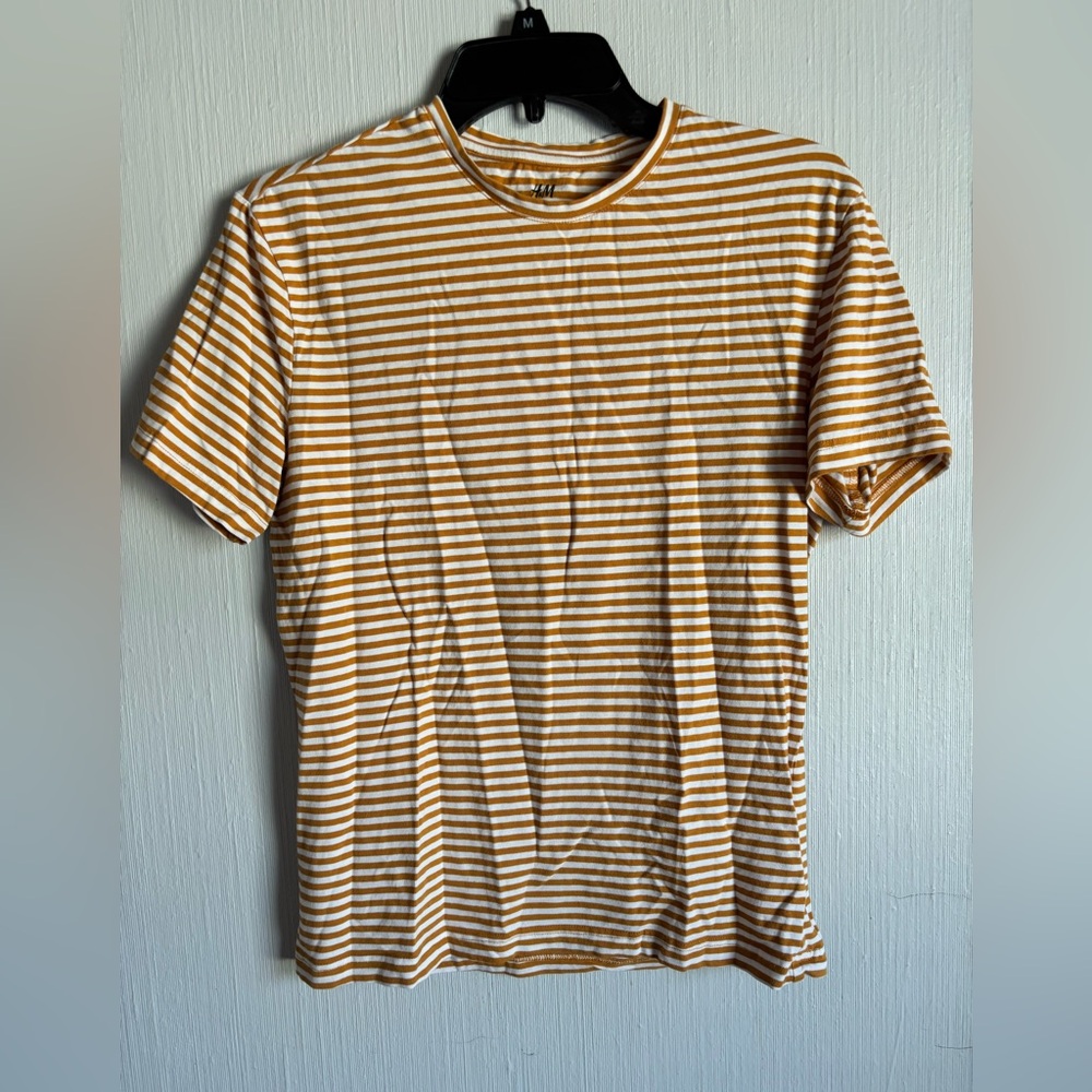 H&M yellow and White Striped Short Sleeve Tee - Picture 1 of 4
